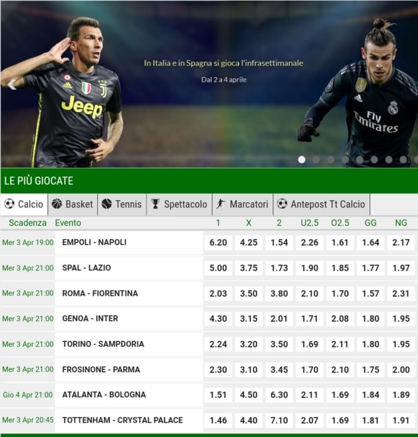 Betsport24 quote calcio live e Serie A